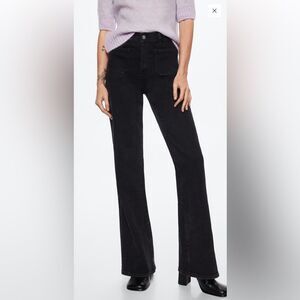 MANGO Jeans NWT Flare Leg Raw Hem Ankle Length Black Size EU 34 US 2